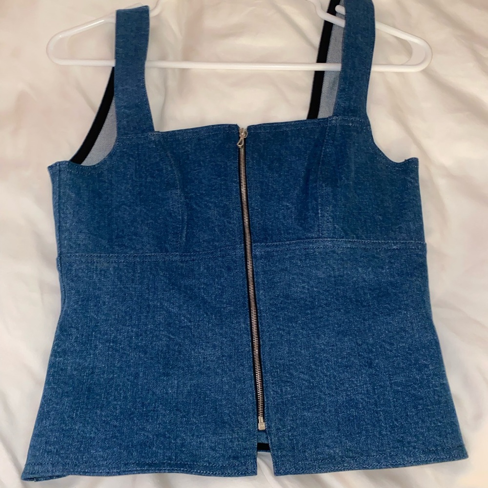 Rag & Bone Indigo Denim Zip-Up Top